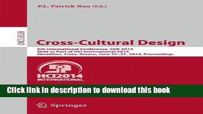 Read Cross-Cultural Design: 6th International Conference, CCD 2014, Held as Part of HCI