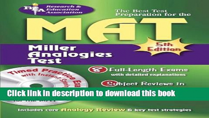 Read MAT w/ CD-ROM (REA) -- The Best Test Preparation for the Miller Analogy Test: 5th Edition