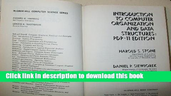 Download Introduction to Computer Organization and Data Structures, Pdp-11 Edition (McGraw-Hill