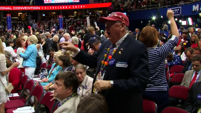 Dancing delegates celebrate Donald Trump's nomination