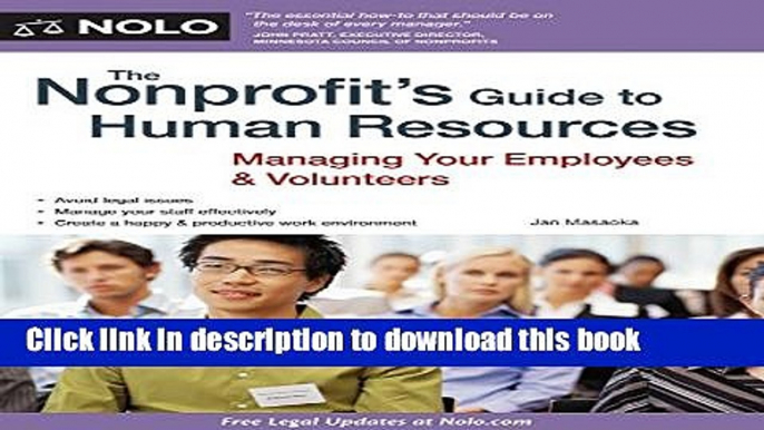 Read Book The Nonprofit s Guide to Human Resources: Managing Your Employees   Volunteers E-Book Free