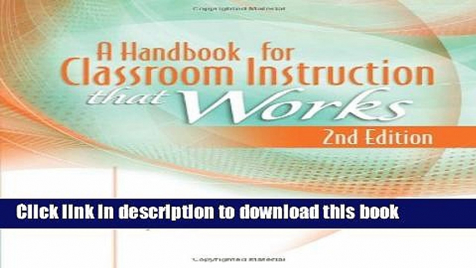 Read A Handbook for Classroom Instruction That Works, 2nd edition PDF Free