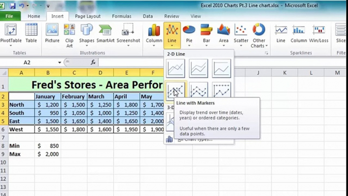 Excel 2010 Tutorial For Beginners #13 - Charts Pt.4 Multi Series Line Chart (Microsoft Excel)