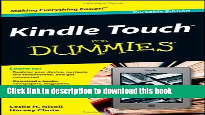 Download Kindle Touch For Dummies Portable Edition PDF Online