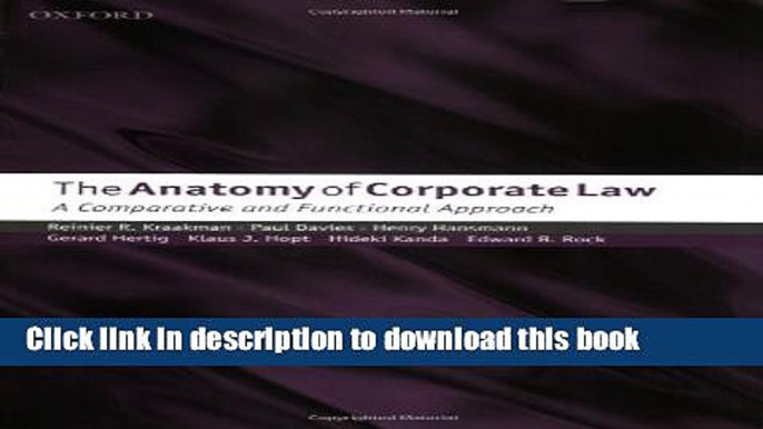 Books The Anatomy of Corporate Law: A Comparative and Functional Approach Free Download