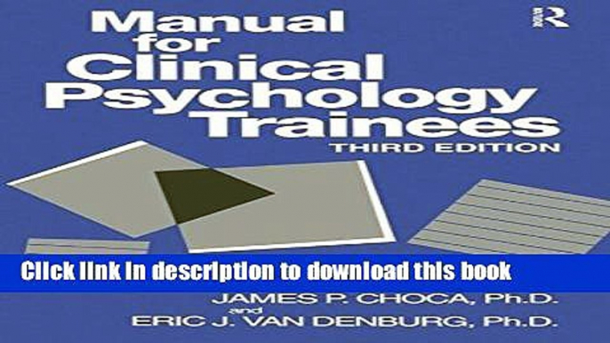 Books Manual For Clinical Psychology Trainees: Assessment, Evaluation And Treatment (Brunner/Mazel