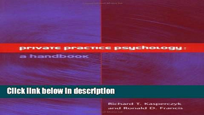 Ebook Private Practice Psychology: A Handbook Free Download