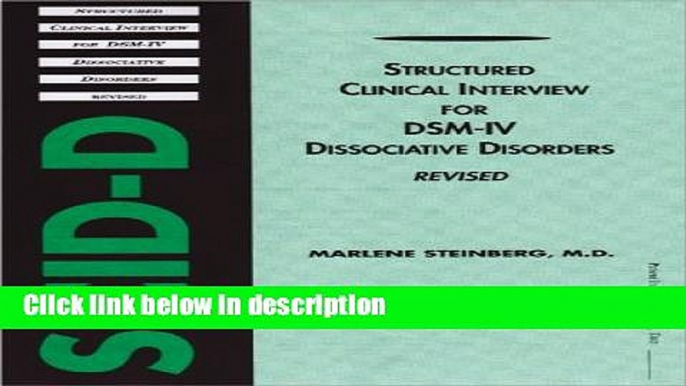 Books Structured Clinical Interview for Dsm-IV Dissociative Disorders (Scid-D) (5 book pack) Full