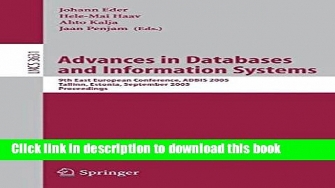 Books Advances in Databases and Information Systems: 9th East European Conference, ADBIS 2005,