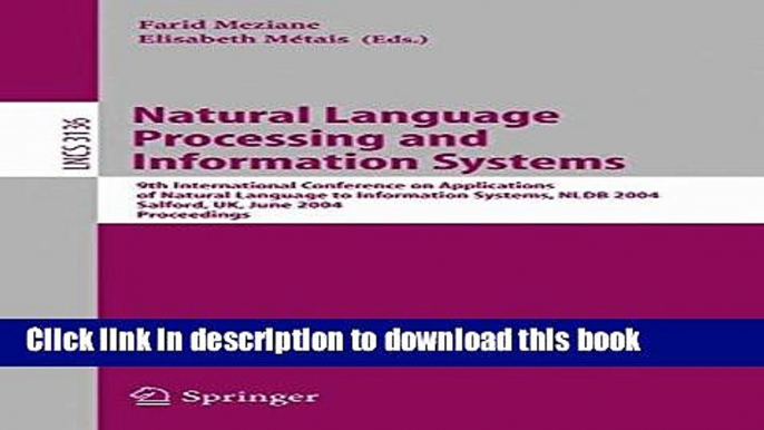 Ebook Natural Language Processing and Information Systems: 9th International Conference on