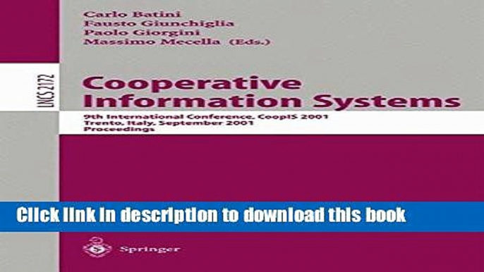 Ebook Cooperative Information Systems: 9th International Conference, CoopIS 2001, Trento, Italy,