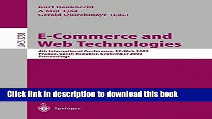 Books E-Commerce and Web Technologies: 4th International Conference, EC-Web, Prague, Czech