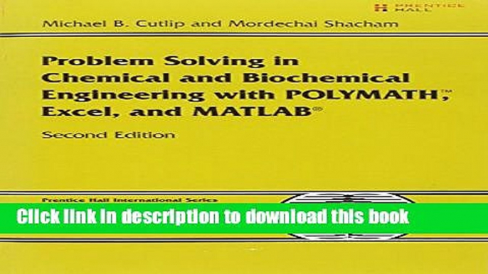 [Popular] E_Books Problem Solving in Chemical and Biochemical Engineering with POLYMATH, Excel,