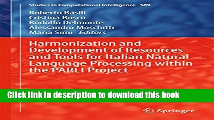 Ebook Harmonization and Development of Resources and Tools for Italian Natural Language Processing