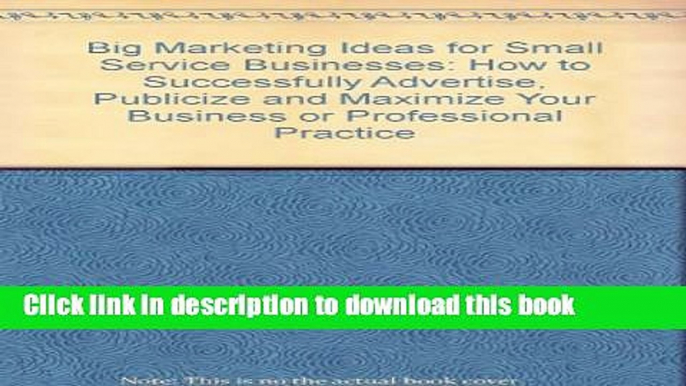 PDF  Big Marketing Ideas for Small Service Businesses: How to Successfully Advertise, Publicize,