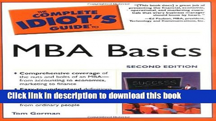 Books The Complete Idiot s Guide to MBA Basics, 2nd Edition Full Online