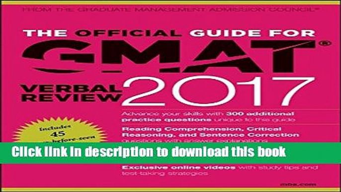 Ebook The Official Guide for GMAT Verbal Review 2017 with Online Question Bank and Exclusive Video