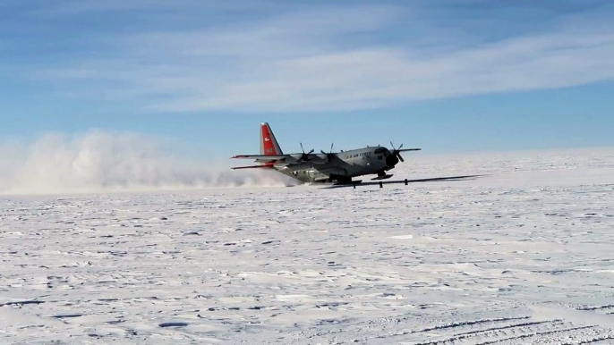 South Pole Plane Takeoff