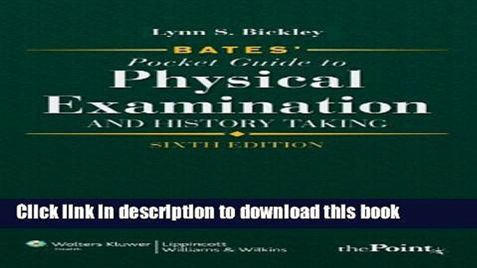 [Read PDF] Bates  Pocket Guide to Physical Examination and History Taking, International Edition