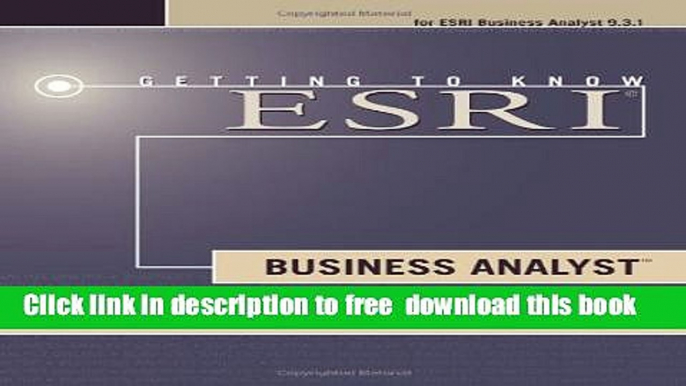 [Download] Getting to Know Esri Business Analyst Hardcover {Free|