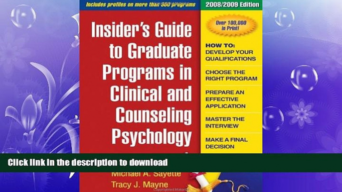 READ THE NEW BOOK Insider s Guide to Graduate Programs in Clinical and Counseling Psychology: