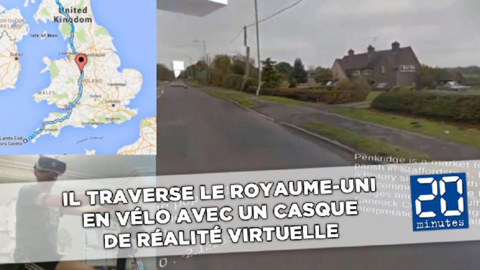 Il traverse le Royaume-Uni en vélo avec un casque de réalité virtuelle