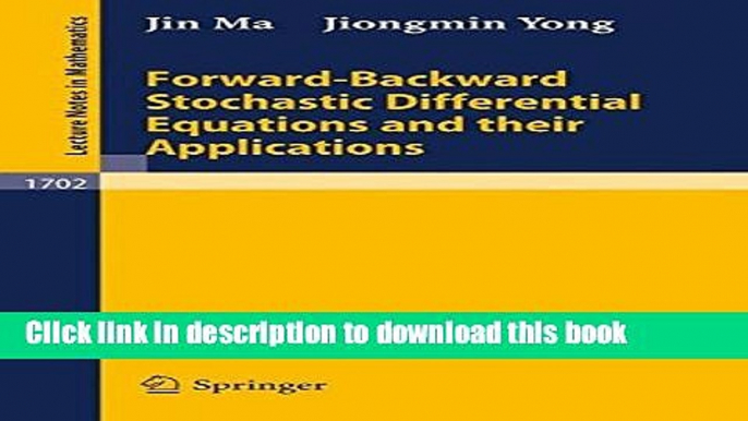 [Popular] Forward-Backward Stochastic Differential Equations and their Applications Paperback Online