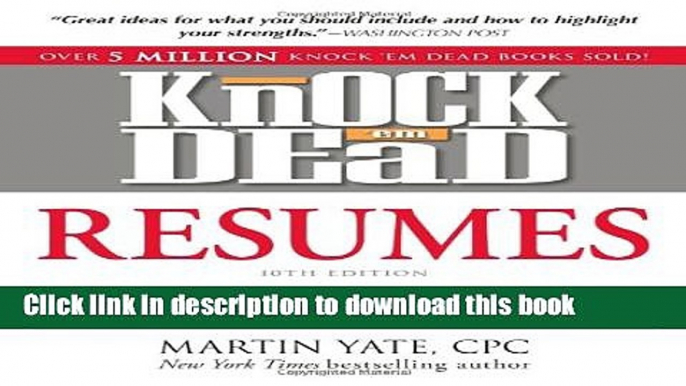 [PDF] Knock  em Dead Resumes: How to Write a Killer Resume That Gets You Job Interviews Download