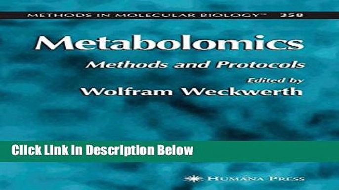 Books Metabolomics: Methods and Protocols (Methods in Molecular Biology) Free Online