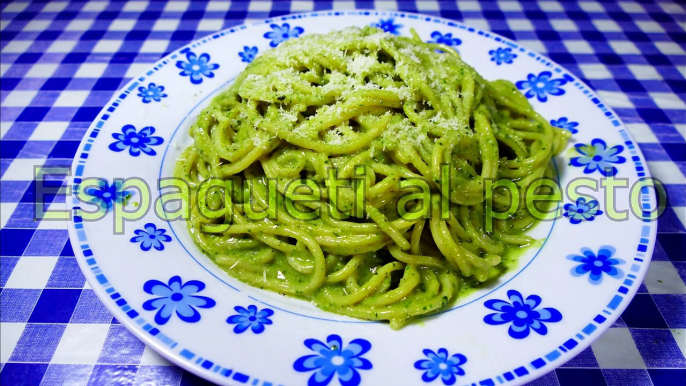 ESPAGUETI VERDE AL PESTO - recetas de cocina faciles rapidas y economicas de hacer