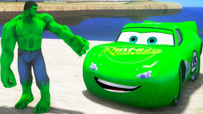 HULK CARS SMASH PARTY! Custom Green Lightning McQueen CARS!! + Finger Family Songs Nursery Rhymes