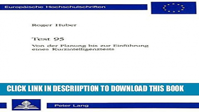 [PDF] Test 95: Von der Planung bis zur EinfÃ¼hrung eines Kurzintelligenztests (EuropÃ¤ische