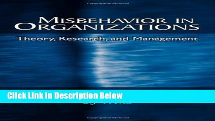 Ebook Misbehavior in Organizations: Theory, Research, and Management (Applied Psychology Series)