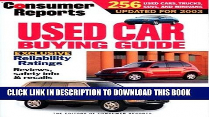 Collection Book Consumer Reports Used Car Buying Guide 2003