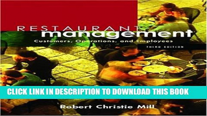 New Book Restaurant Management: Customers, Operations, and Employees (3rd Edition)