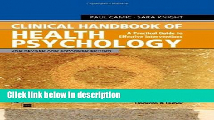 [Get] Clinical Handbook of Health Psychology: A Practical Guide to Effective Interventions Free New