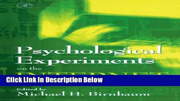 [Best] Psychological Experiments on the Internet Online Books