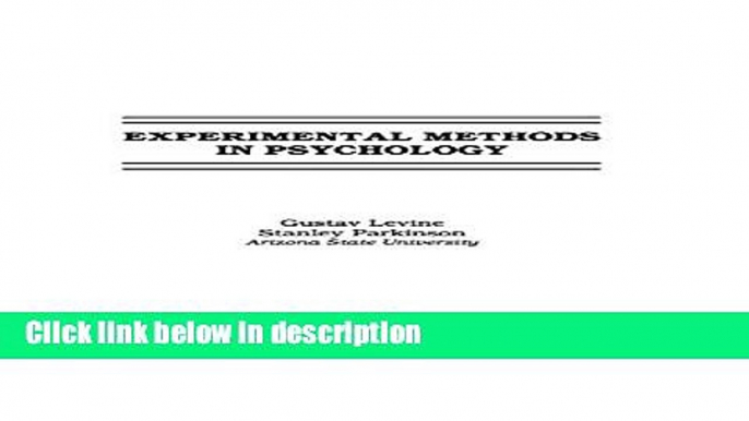 [Get] Experimental Methods in Psychology Free New