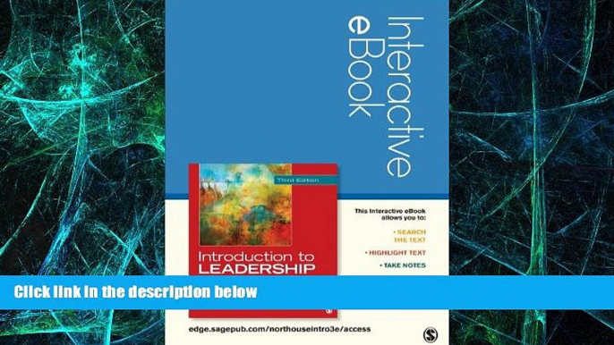 Big Deals  Introduction to Leadership Interactive eBook: Concepts and Practice  Free Full Read