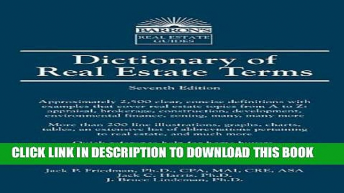 New Book Dictionary of Real Estate Terms (4th ed) (Barron s Real Estate Guides)