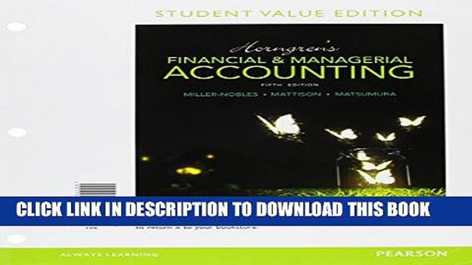 New Book Horngren s Financial   Managerial Accounting, Student Value Edition Plus MyAccountingLab