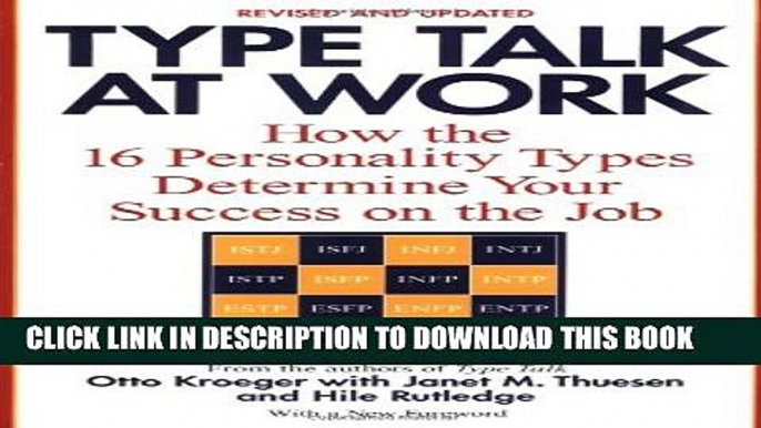 New Book Type Talk at Work (Revised): How the 16 Personality Types Determine Your Success on the Job