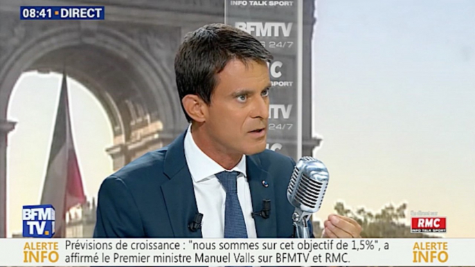 Manuel Valls à BFMTV : "l’économie française crée de nouveau des emplois"