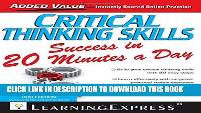 [PDF] Critical Thinking Skills Success in 20 Minutes a Day (Skill Builders in 20 Minutes) Full