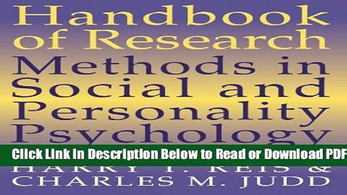 [Get] Handbook of Research Methods in Social and Personality Psychology Free Online