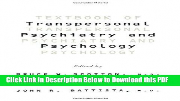 [Read] Textbook Of Transpersonal Psychiatry And Psychology Full Online