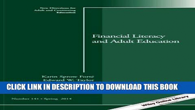 New Book Financial Literacy and Adult Education: New Directions for Adult and Continuing