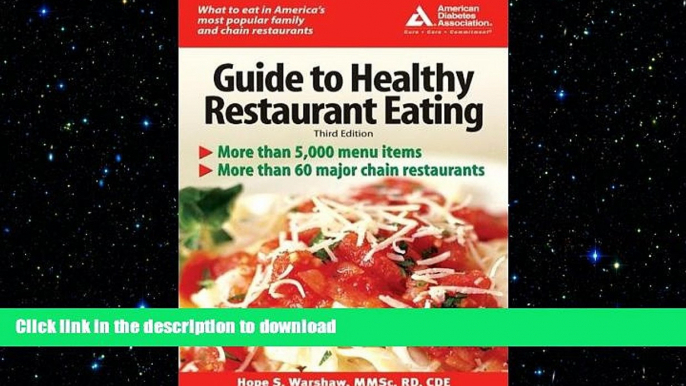 FAVORIT BOOK American Diabetes Association Guide to Healthy Restaurant Eating(3rd Edition) READ