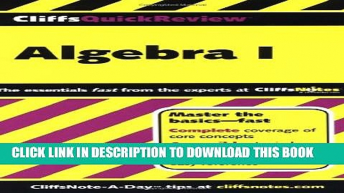 Collection Book CliffsQuickReview Algebra I (Bk. 1)