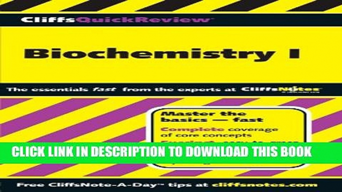 New Book CliffsQuickReview Biochemistry I (Cliffs Quick Review (Paperback))